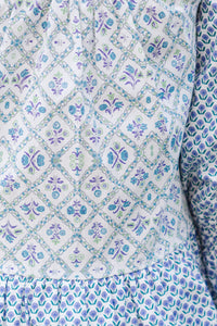 Girls: In Your Happy Place Blue Mixed Print Dress