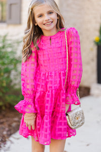 Girls: In Your Happy Place Fuchsia Pink Textured Dress