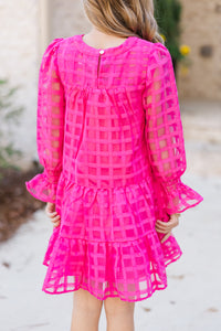 Girls: In Your Happy Place Fuchsia Pink Textured Dress