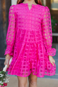 Girls: In Your Happy Place Fuchsia Pink Textured Dress