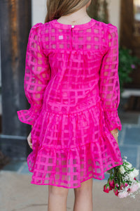 Girls: In Your Happy Place Fuchsia Pink Textured Dress