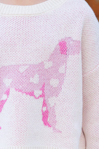Girls: The Hailey Cream Dog Sweater