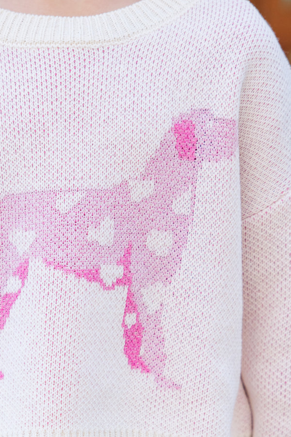 Girls: The Hailey Cream Dog Sweater