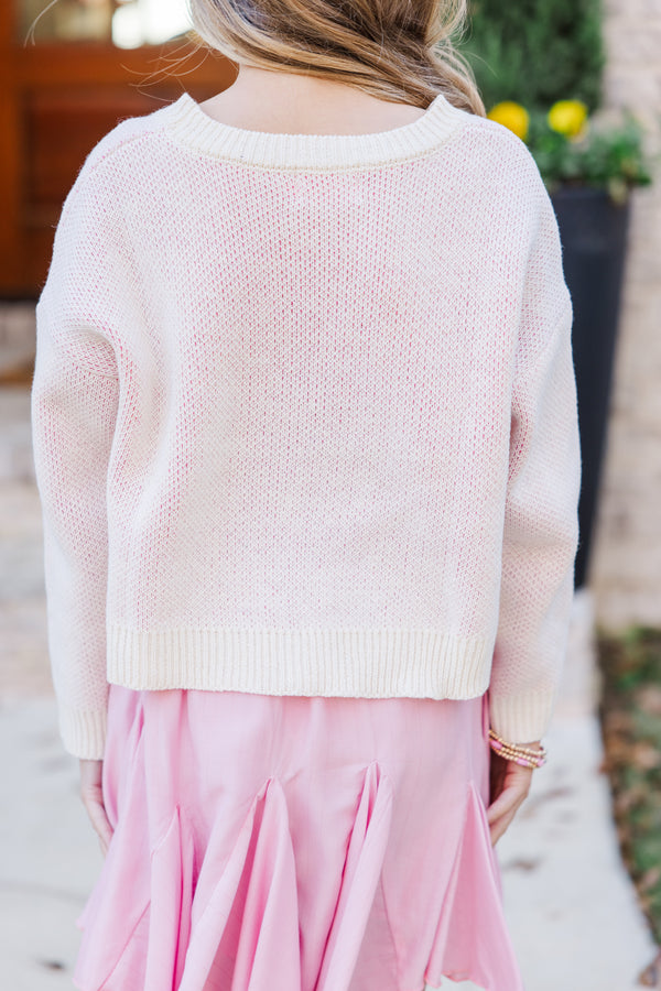 Girls: The Hailey Cream Dog Sweater
