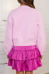 Girls: Feeling Just Fine Magenta Bow Sweater