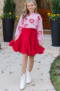 Girls: Feeling Just Fine Pink Heart Sweater