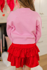 Girls: Feeling Just Fine Pink Heart Sweater