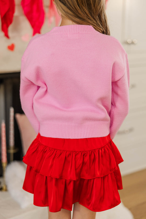 Girls: Feeling Just Fine Pink Heart Sweater