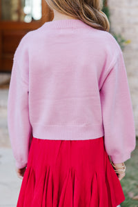 Girls: Feeling Just Fine Pink Heart Sweater