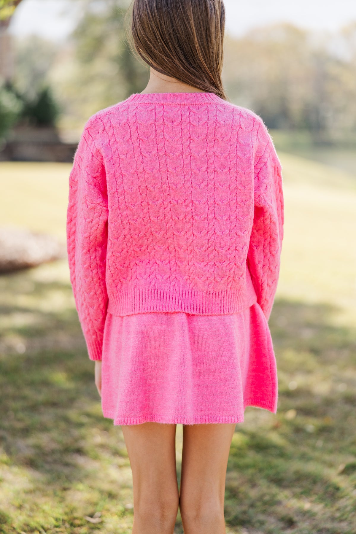 Girls: The Kelcie Pink Cable Knit Crop Sweater – Shop the Mint