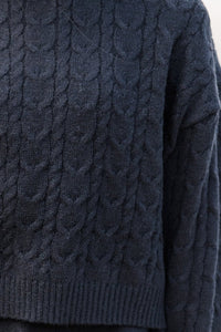 Girls: The Kelcie Black Cable Knit Crop Sweater