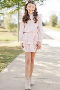 Girls: The Kandis Blush Textured Blouse