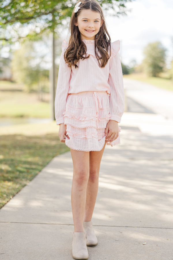 Girls: Let It Be Blush Pink Textured Skort