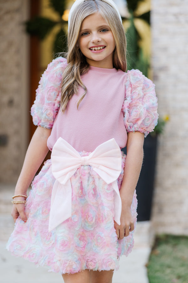 Girls: Who You Are Pink Floral Puff Sleeve Blouse