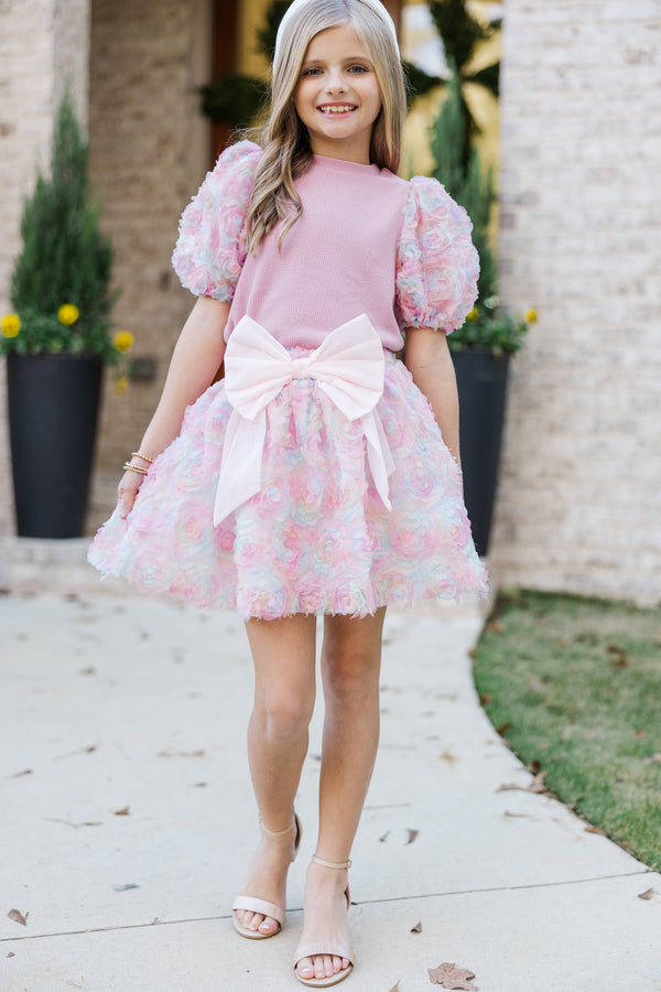 Girls: Who You Are Pink Floral Puff Sleeve Blouse