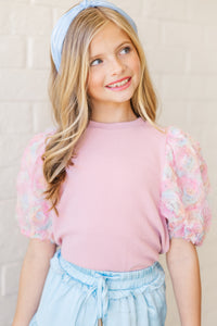 Girls: Who You Are Pink Floral Puff Sleeve Blouse