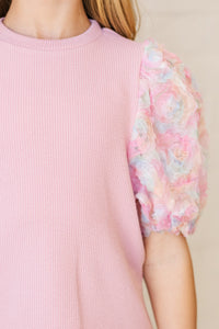 Girls: Who You Are Pink Floral Puff Sleeve Blouse