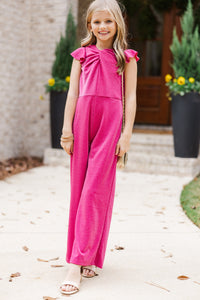 Girls: The Ivey Fuchsia Pink Jumpsuit