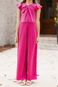 Girls: The Ivey Fuchsia Pink Jumpsuit