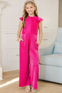 Girls: The Ivey Fuchsia Pink Jumpsuit