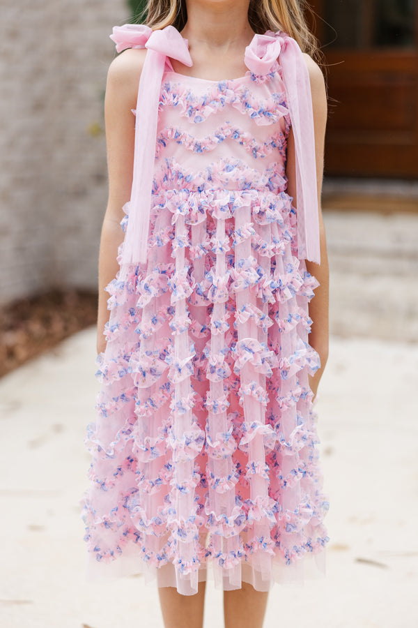 Girls: The Gracie Pink Floral Tulle Dress