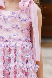 Girls: The Gracie Pink Floral Tulle Dress