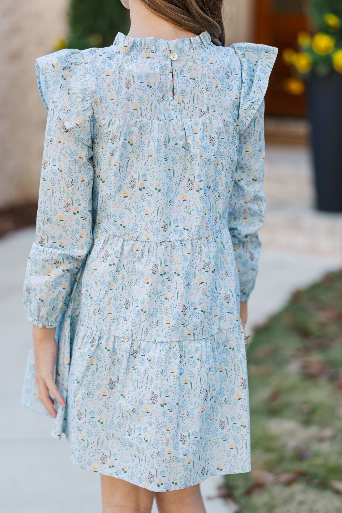 Girls: Make My Day Light Blue Ditsy Floral L/S Babydoll Dress – Shop ...