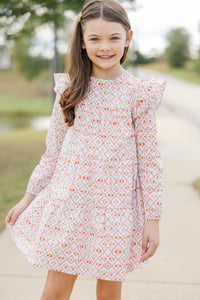 Girls: Make My Day Red Medallion L/S Babydoll Dress