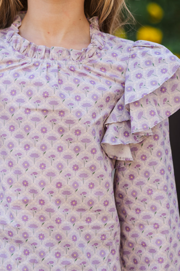Girls: The Josie Lavender Medallion Blouse