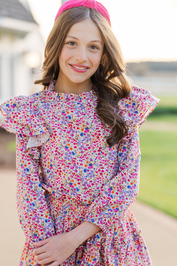 Girls: The Josie Pink Ditsy Floral Blouse