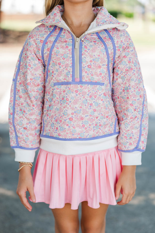 Girls: Always Direct Pink Ditsy Floral Quilted Pullover