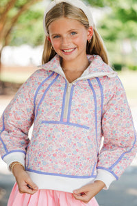 Girls: Always Direct Pink Ditsy Floral Quilted Pullover