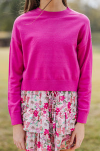 Girls: The Leah Fuchsia Pink Sweater