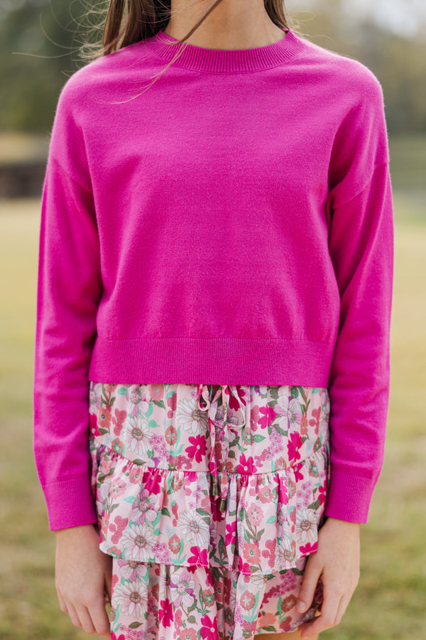 Girls: The Leah Fuchsia Pink Sweater