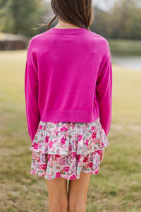 Girls: The Leah Fuchsia Pink Sweater