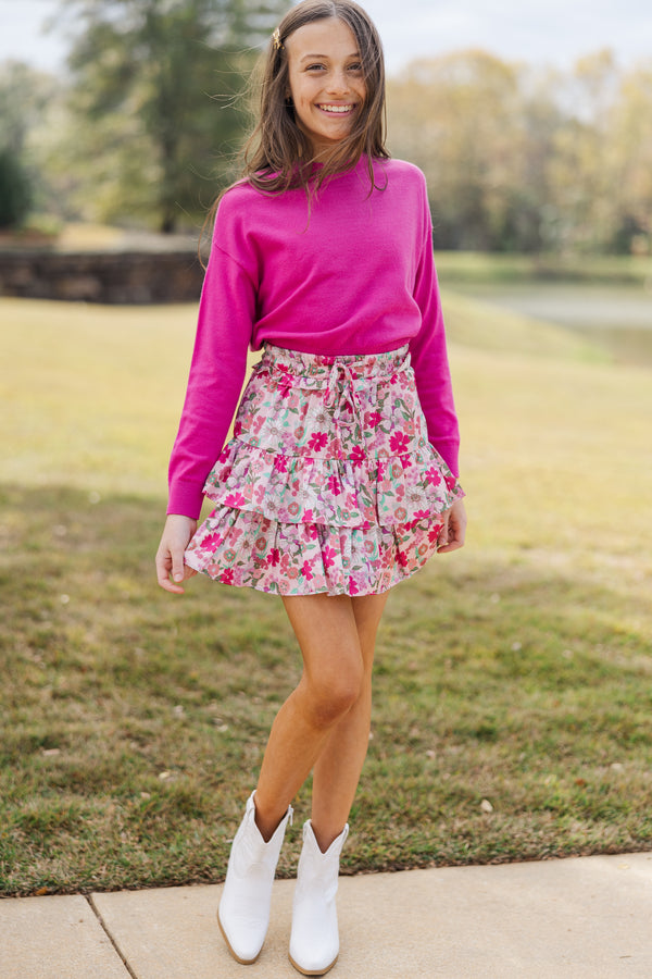 Girls: The Leah Fuchsia Pink Sweater