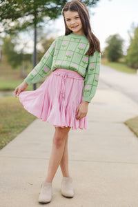 Girls: The Riley Sage Green Floral Sweater