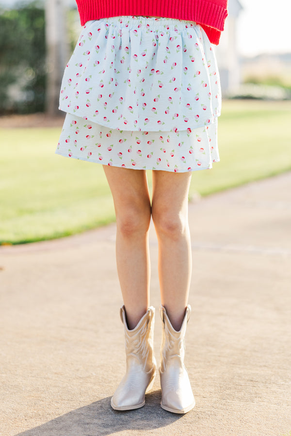 Girls: Based On Truth Light Blue Floral Tiered Skort