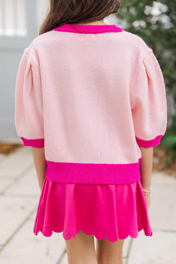 Girls: Happy To Be Here Pink Bow Sweater