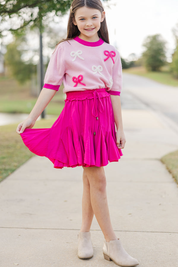 Girls: Happy To Be Here Pink Bow Sweater