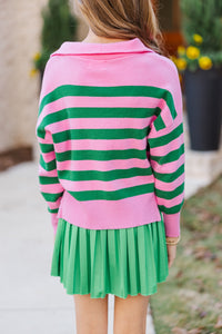 Girls: The Aria Pink Striped Pullover