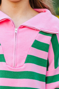 Girls: The Aria Pink Striped Pullover