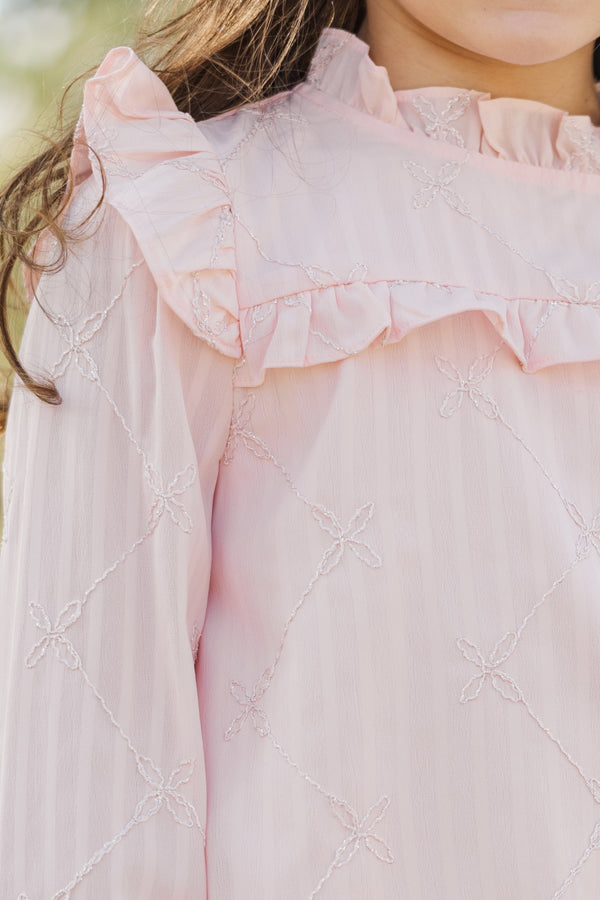 Girls: The Kandis Blush Textured Blouse