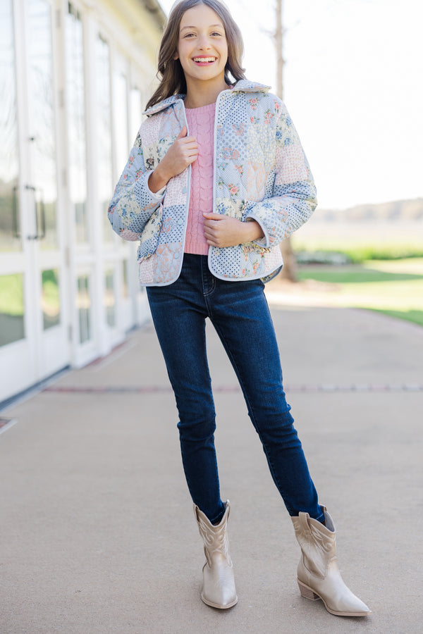 Girls: The Olivia Blue Quilted Jacket