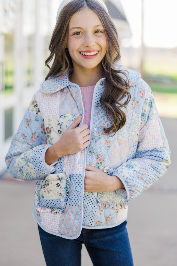 Girls: The Olivia Blue Quilted Jacket