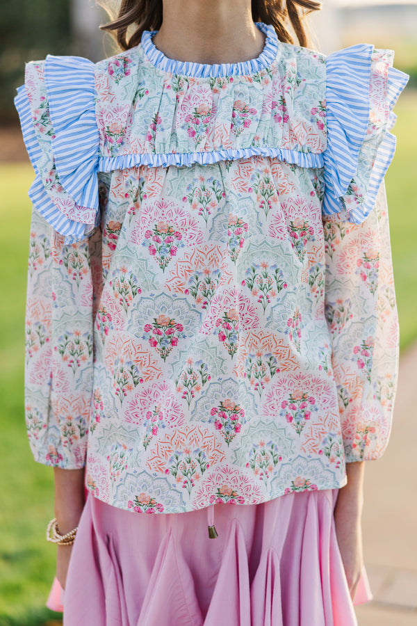 Girls: Full Of Love Orange Medallion L/S Blouse