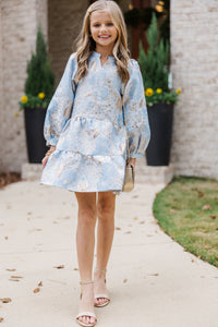 Girls: Always On My Mind Light Blue Floral Dress