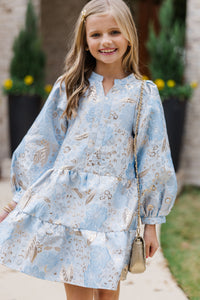 Girls: Always On My Mind Light Blue Floral Dress