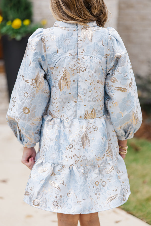 Girls: Always On My Mind Light Blue Floral Dress