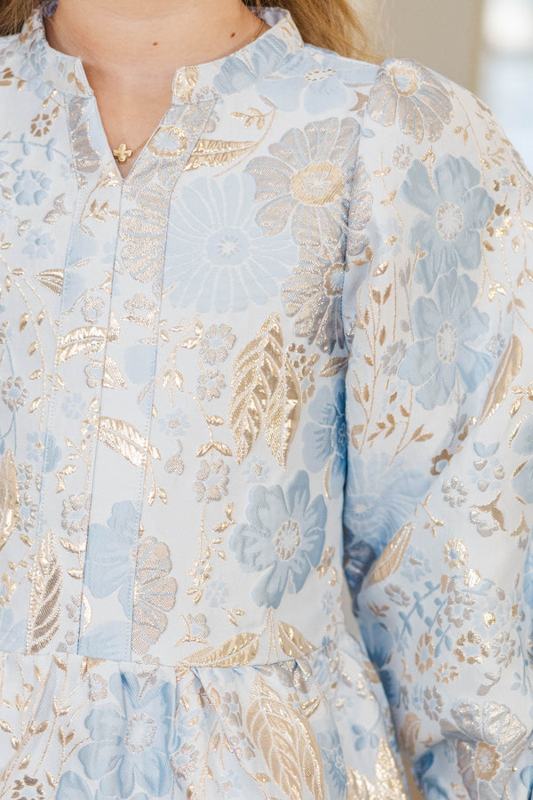 Girls: Always On My Mind Light Blue Floral Dress